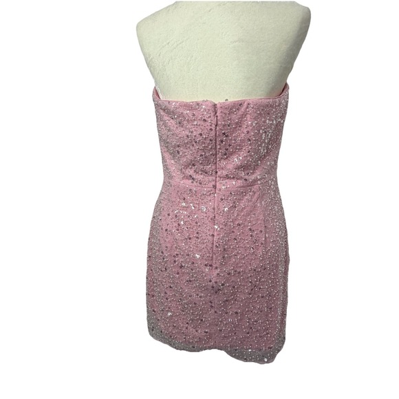 NWT Dress The Population Crystal Sequin Mini Dress Women's Pink Size L Body-con - Picture 10 of 14